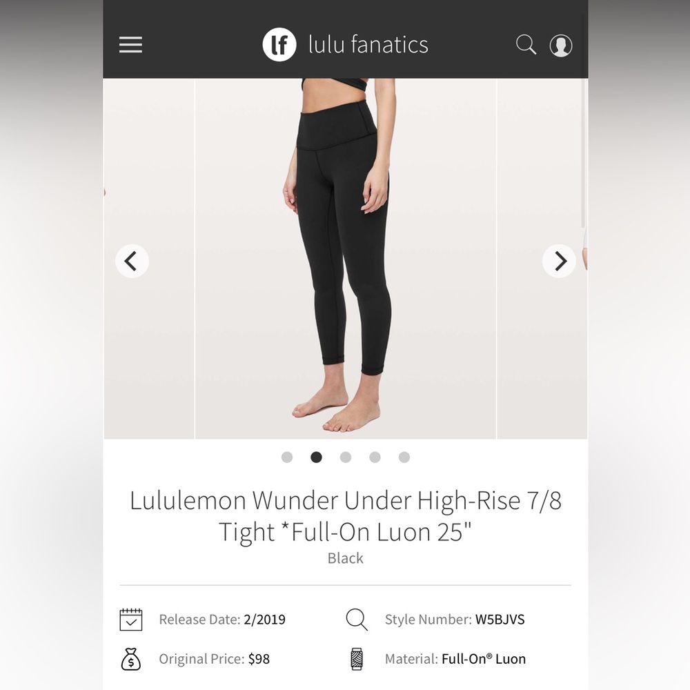 Lululemon Wunder Under High Rise 7/8 Tight